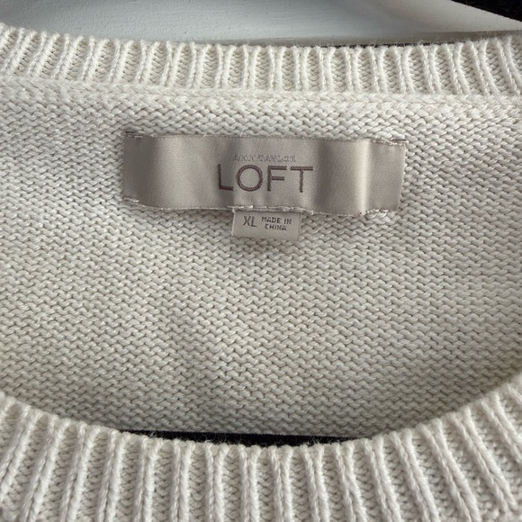 LOFT Cream Knit Ruffle Sweater - Picture 2 of 3